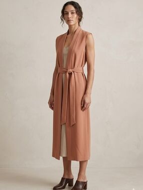 Jesse Kamm Open Front Belted Dress Or Duster Cardigan